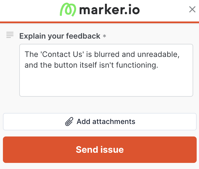 Marker.io widget with one field